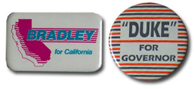 Tom Bradley and George Deukmejian for Governor buttons - 1982